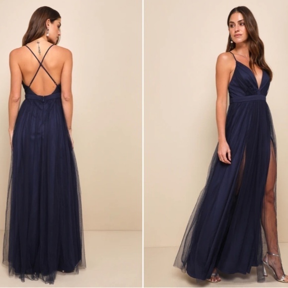 LULU's Prom Wedding Bridesmaid Special Event Sexy Flowy Maxi Dress NWOT - Picture 3 of 4